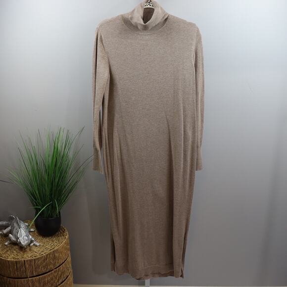 Peruvian Connection Camel Alpaca Wool Turtleneck Sweater Dress Size M - Picture 1 of 3